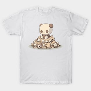 Cute Gothic Teddy Bear Sits on a Mound of Skulls T-Shirt